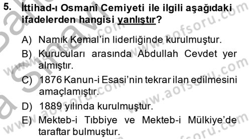 Türkiye Cumhuriyeti İktisat Tarihi Dersi 2014 - 2015 Yılı (Vize) Ara Sınav Soruları 5. Soru