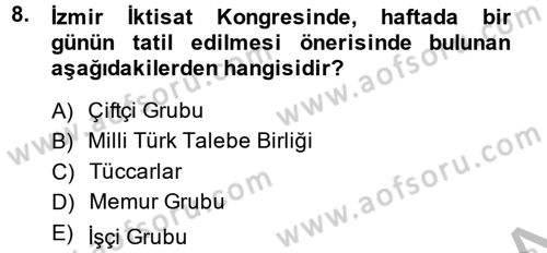 Türkiye Cumhuriyeti İktisat Tarihi Dersi 2014 - 2015 Yılı (Vize) Ara Sınav Soruları 8. Soru