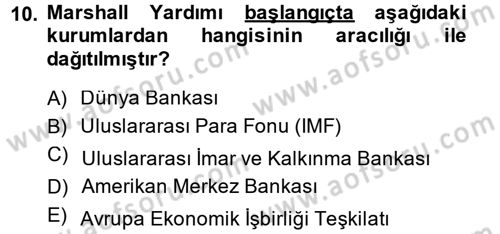 Türkiye Cumhuriyeti İktisat Tarihi Dersi 2014 - 2015 Yılı (Final) Dönem Sonu Sınav Soruları 10. Soru