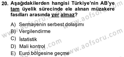 Türkiye Cumhuriyeti İktisat Tarihi Dersi 2014 - 2015 Yılı (Final) Dönem Sonu Sınav Soruları 20. Soru