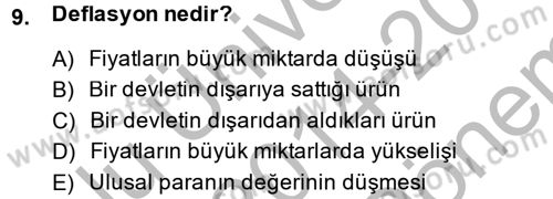 Türkiye Cumhuriyeti İktisat Tarihi Dersi 2014 - 2015 Yılı (Final) Dönem Sonu Sınav Soruları 9. Soru