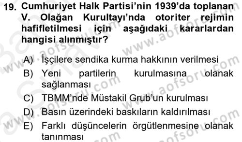Türkiye Cumhuriyeti İktisat Tarihi Dersi 2015 - 2016 Yılı (Vize) Ara Sınav Soruları 19. Soru