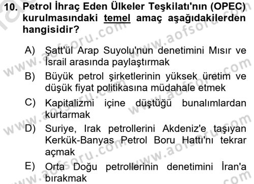Türkiye Cumhuriyeti İktisat Tarihi Dersi 2015 - 2016 Yılı (Final) Dönem Sonu Sınav Soruları 10. Soru