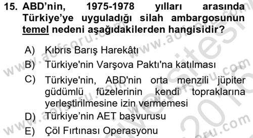 Türkiye Cumhuriyeti İktisat Tarihi Dersi 2015 - 2016 Yılı (Final) Dönem Sonu Sınav Soruları 15. Soru