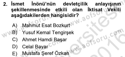 Türkiye Cumhuriyeti İktisat Tarihi Dersi 2015 - 2016 Yılı (Final) Dönem Sonu Sınav Soruları 2. Soru