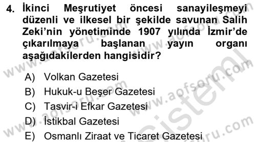 Türkiye Cumhuriyeti İktisat Tarihi Dersi 2015 - 2016 Yılı (Final) Dönem Sonu Sınav Soruları 4. Soru