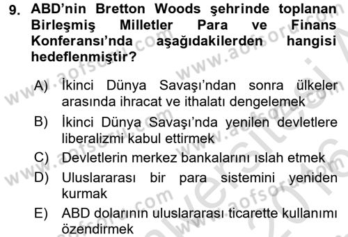 Türkiye Cumhuriyeti İktisat Tarihi Dersi 2015 - 2016 Yılı (Final) Dönem Sonu Sınav Soruları 9. Soru