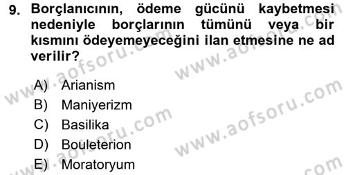 Türkiye Cumhuriyeti İktisat Tarihi Dersi 2015 - 2016 Yılı Tek Ders Sınavı 9. Soru