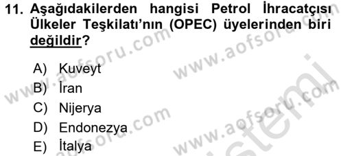 Türkiye Cumhuriyeti İktisat Tarihi Dersi 2016 - 2017 Yılı (Final) Dönem Sonu Sınav Soruları 11. Soru