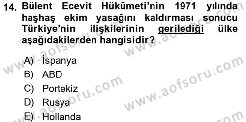 Türkiye Cumhuriyeti İktisat Tarihi Dersi 2016 - 2017 Yılı (Final) Dönem Sonu Sınav Soruları 14. Soru