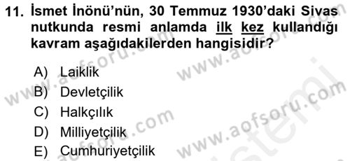 Türkiye Cumhuriyeti İktisat Tarihi Dersi 2017 - 2018 Yılı (Vize) Ara Sınav Soruları 11. Soru