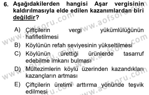Türkiye Cumhuriyeti İktisat Tarihi Dersi 2017 - 2018 Yılı (Vize) Ara Sınav Soruları 6. Soru