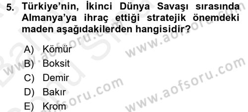Türkiye Cumhuriyeti İktisat Tarihi Dersi 2017 - 2018 Yılı (Final) Dönem Sonu Sınav Soruları 5. Soru