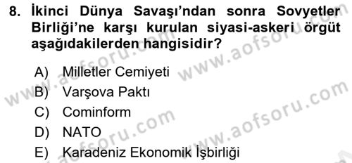 Türkiye Cumhuriyeti İktisat Tarihi Dersi 2017 - 2018 Yılı (Final) Dönem Sonu Sınav Soruları 8. Soru