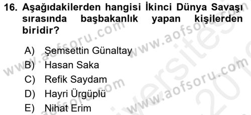 Türkiye Cumhuriyeti İktisat Tarihi Dersi 2018 - 2019 Yılı (Vize) Ara Sınav Soruları 16. Soru