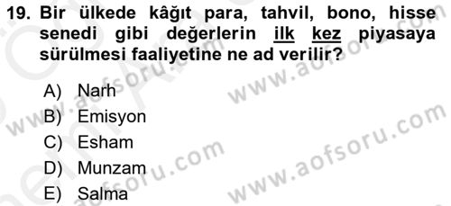 Türkiye Cumhuriyeti İktisat Tarihi Dersi 2018 - 2019 Yılı (Vize) Ara Sınav Soruları 19. Soru
