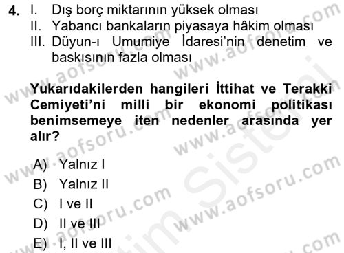 Türkiye Cumhuriyeti İktisat Tarihi Dersi 2018 - 2019 Yılı (Vize) Ara Sınav Soruları 4. Soru