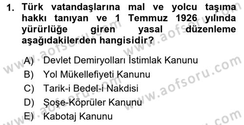 Türkiye Cumhuriyeti İktisat Tarihi Dersi 2018 - 2019 Yılı Yaz Okulu Sınav Soruları 1. Soru