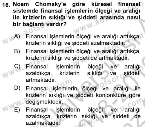 Türkiye Cumhuriyeti İktisat Tarihi Dersi 2018 - 2019 Yılı Yaz Okulu Sınav Soruları 16. Soru