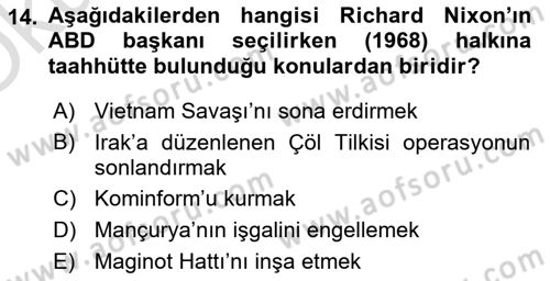 Türkiye Cumhuriyeti İktisat Tarihi Dersi 2020 - 2021 Yılı Yaz Okulu Sınav Soruları 14. Soru