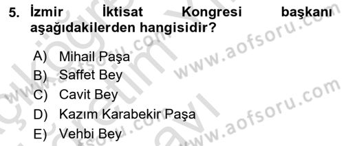 Türkiye Cumhuriyeti İktisat Tarihi Dersi 2020 - 2021 Yılı Yaz Okulu Sınav Soruları 5. Soru