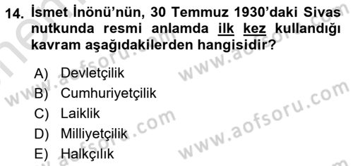 Türkiye Cumhuriyeti İktisat Tarihi Dersi 2021 - 2022 Yılı (Vize) Ara Sınavı 14. Soru