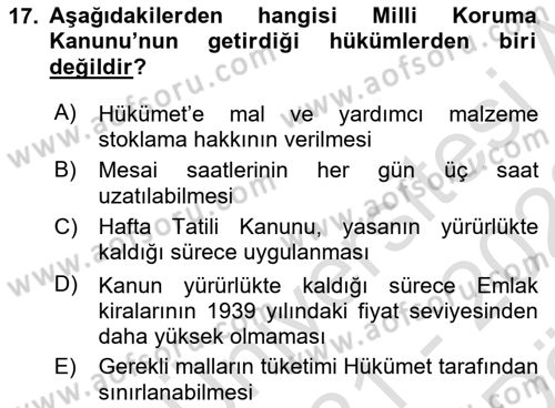 Türkiye Cumhuriyeti İktisat Tarihi Dersi 2021 - 2022 Yılı (Vize) Ara Sınav Soruları 17. Soru