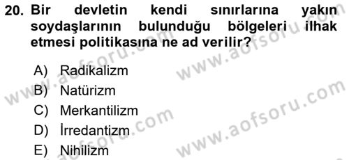 Türkiye Cumhuriyeti İktisat Tarihi Dersi 2021 - 2022 Yılı (Vize) Ara Sınavı 20. Soru