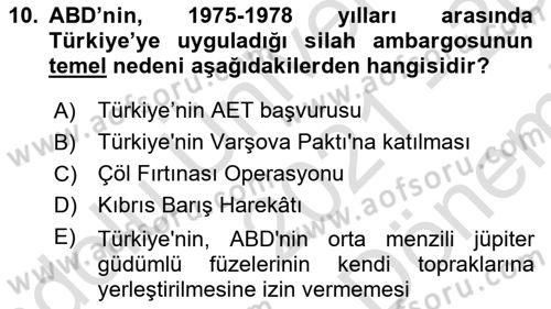 Türkiye Cumhuriyeti İktisat Tarihi Dersi 2021 - 2022 Yılı (Final) Dönem Sonu Sınav Soruları 10. Soru