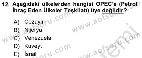 Türkiye Cumhuriyeti İktisat Tarihi Dersi 2021 - 2022 Yılı (Final) Dönem Sonu Sınav Soruları 12. Soru
