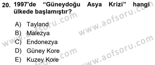 Türkiye Cumhuriyeti İktisat Tarihi Dersi 2021 - 2022 Yılı (Final) Dönem Sonu Sınav Soruları 20. Soru
