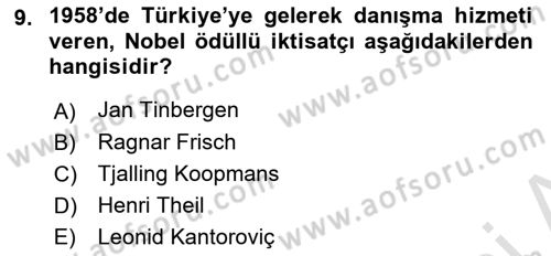 Türkiye Cumhuriyeti İktisat Tarihi Dersi 2021 - 2022 Yılı (Final) Dönem Sonu Sınav Soruları 9. Soru
