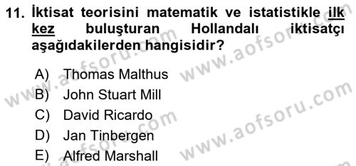 Türkiye Cumhuriyeti İktisat Tarihi Dersi 2021 - 2022 Yılı Yaz Okulu Sınav Soruları 11. Soru