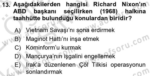 Türkiye Cumhuriyeti İktisat Tarihi Dersi 2021 - 2022 Yılı Yaz Okulu Sınav Soruları 13. Soru