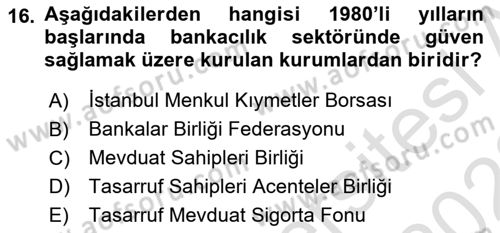 Türkiye Cumhuriyeti İktisat Tarihi Dersi 2021 - 2022 Yılı Yaz Okulu Sınav Soruları 16. Soru