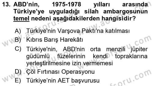 Türkiye Cumhuriyeti İktisat Tarihi Dersi 2022 - 2023 Yılı Yaz Okulu Sınav Soruları 13. Soru