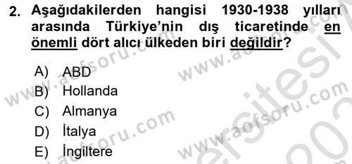 Türkiye Cumhuriyeti İktisat Tarihi Dersi 2022 - 2023 Yılı Yaz Okulu Sınav Soruları 2. Soru