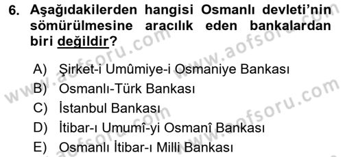 Türkiye Cumhuriyeti İktisat Tarihi Dersi 2022 - 2023 Yılı Yaz Okulu Sınav Soruları 6. Soru