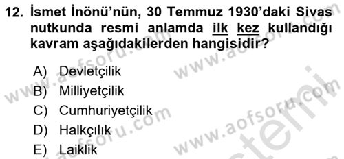 Türkiye Cumhuriyeti İktisat Tarihi Dersi 2023 - 2024 Yılı (Vize) Ara Sınav Soruları 12. Soru