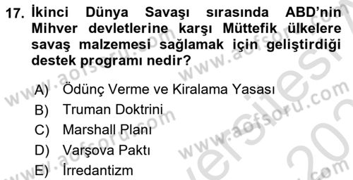 Türkiye Cumhuriyeti İktisat Tarihi Dersi 2023 - 2024 Yılı (Vize) Ara Sınav Soruları 17. Soru