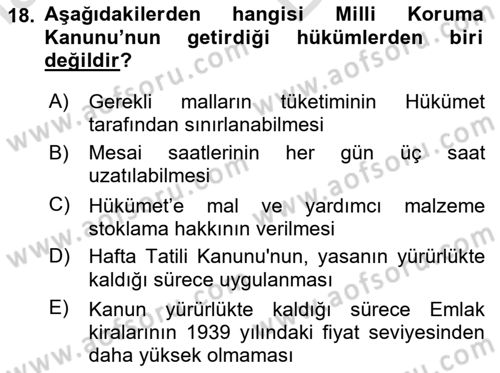 Türkiye Cumhuriyeti İktisat Tarihi Dersi 2023 - 2024 Yılı (Vize) Ara Sınav Soruları 18. Soru
