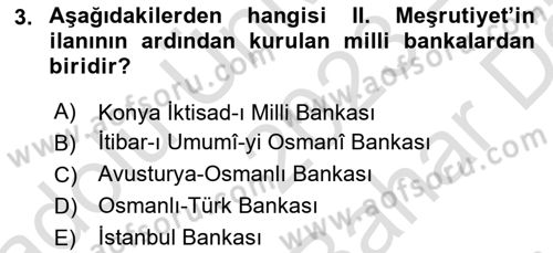 Türkiye Cumhuriyeti İktisat Tarihi Dersi 2023 - 2024 Yılı (Vize) Ara Sınav Soruları 3. Soru