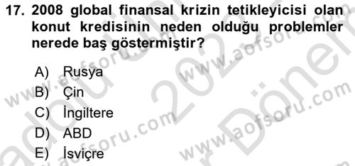 Türkiye Cumhuriyeti İktisat Tarihi Dersi 2023 - 2024 Yılı (Final) Dönem Sonu Sınav Soruları 17. Soru