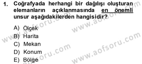 Tarihi Coğrafya Dersi 2013 - 2014 Yılı (Final) Dönem Sonu Sınav Soruları 1. Soru