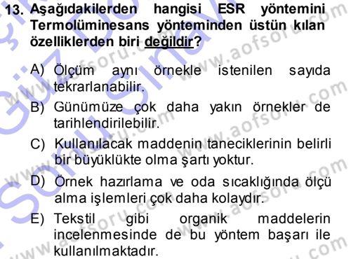 Tarihi Coğrafya Dersi 2013 - 2014 Yılı (Final) Dönem Sonu Sınav Soruları 13. Soru