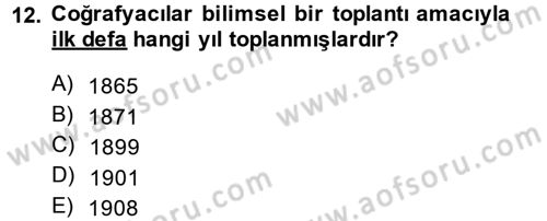 Tarihi Coğrafya Dersi 2014 - 2015 Yılı (Vize) Ara Sınav Soruları 12. Soru