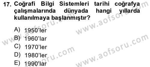 Tarihi Coğrafya Dersi 2014 - 2015 Yılı (Vize) Ara Sınav Soruları 17. Soru