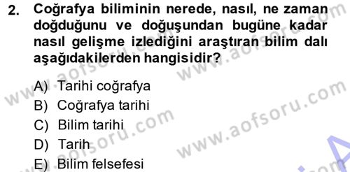 Tarihi Coğrafya Dersi Ara Sınavı Deneme Sınav Soruları 2. Soru