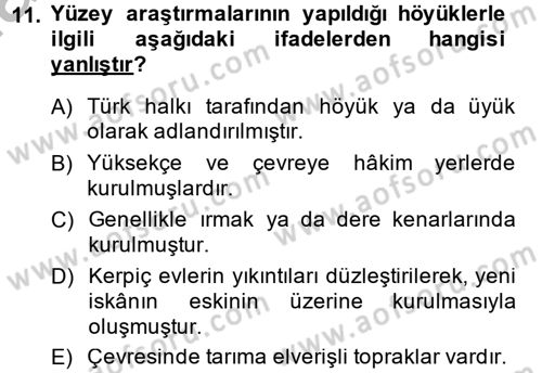 Tarihi Coğrafya Dersi 2014 - 2015 Yılı (Final) Dönem Sonu Sınav Soruları 11. Soru