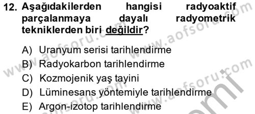 Tarihi Coğrafya Dersi 2014 - 2015 Yılı (Final) Dönem Sonu Sınav Soruları 12. Soru